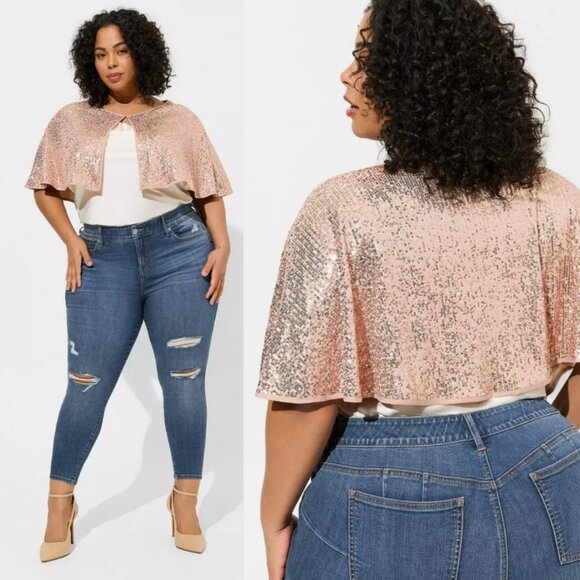 NWT Torrid Champagne Sequined Bolero Cover-Up ~ One Size - Picture 1 of 10